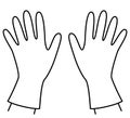 Pair rubber gloves, monochrome illustration